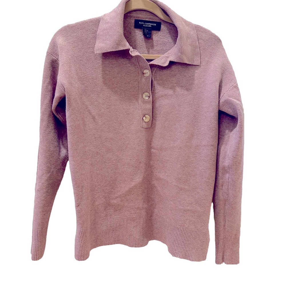 Paul Costelloe Black Label Mauve Pink Polo Sweater - Small